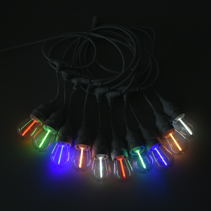 S14 Hangende String E27 Spiraal RGBY Meteor Light String