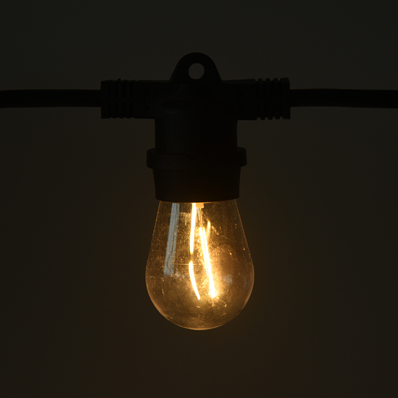 Amerikaanse standaard S14 lichtslingers, geïntegreerde E26 spiraalaansluiting, warm wit licht, robuust technisch model